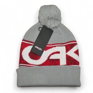 Oakley Adult Pom Beanie Wanderlust Grey/Red Snowboarding Ski Winter Snowboard Ho